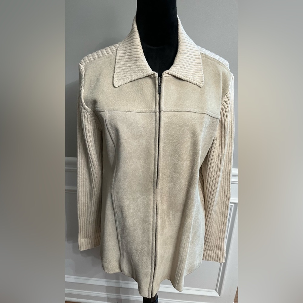 Denim &Co 100%Leather and Cotton Jacket-size Medium